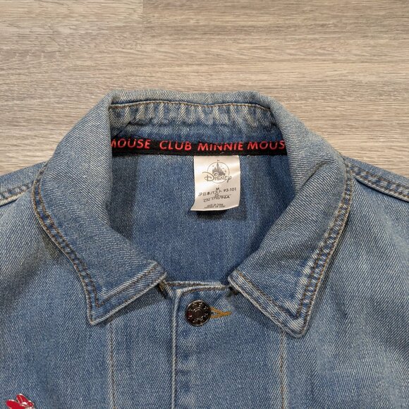 Disney Minnie Mouse Denim Jean Jacket Women's Medium Embroidered Pins Blue - Picture 6 of 11